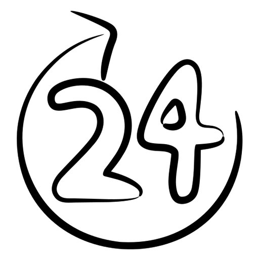 Black number '24' on a white background