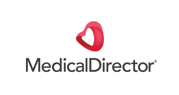 Logo of Medical Director with a red heart symbol on a white background