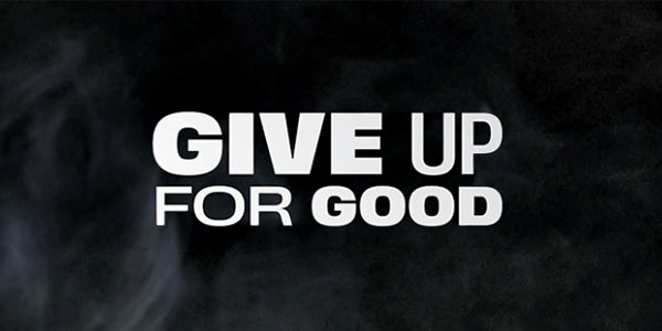 Text 'GIVE UP FOR GOOD' in white on a black background
